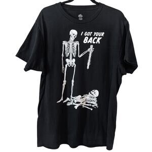 Celebrate Halloween Black Skeleton I Got Your Back Short Sleeve T-Shirt Size XL